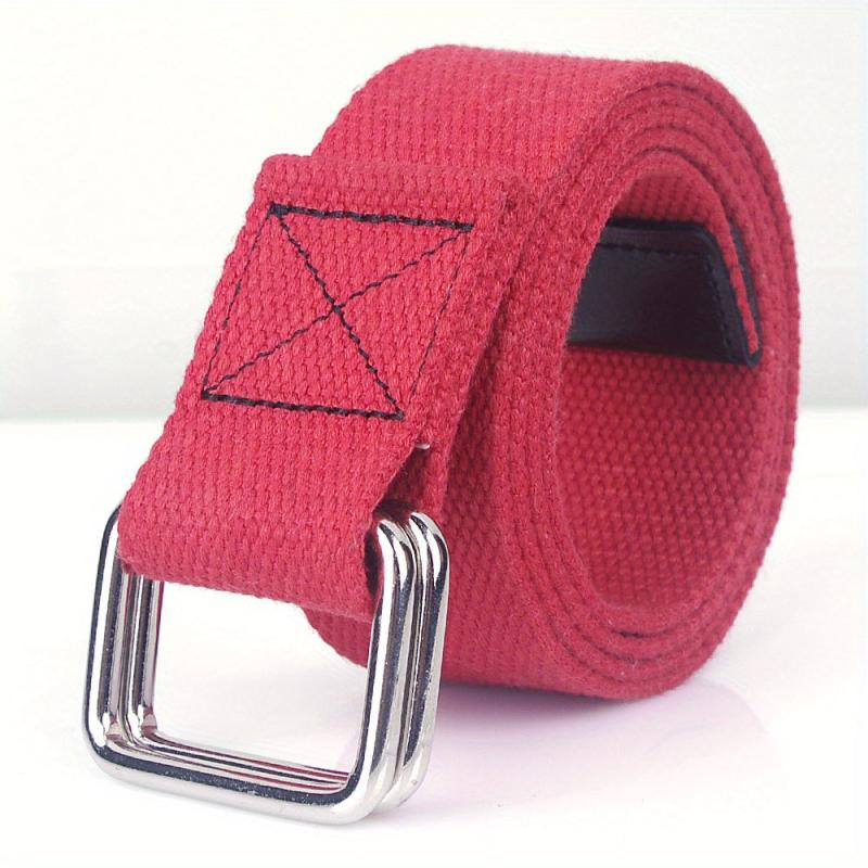 1pc Double Buckle Woven Canvas Belt for Men