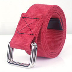 1pc Double Buckle Woven Canvas Belt for Men