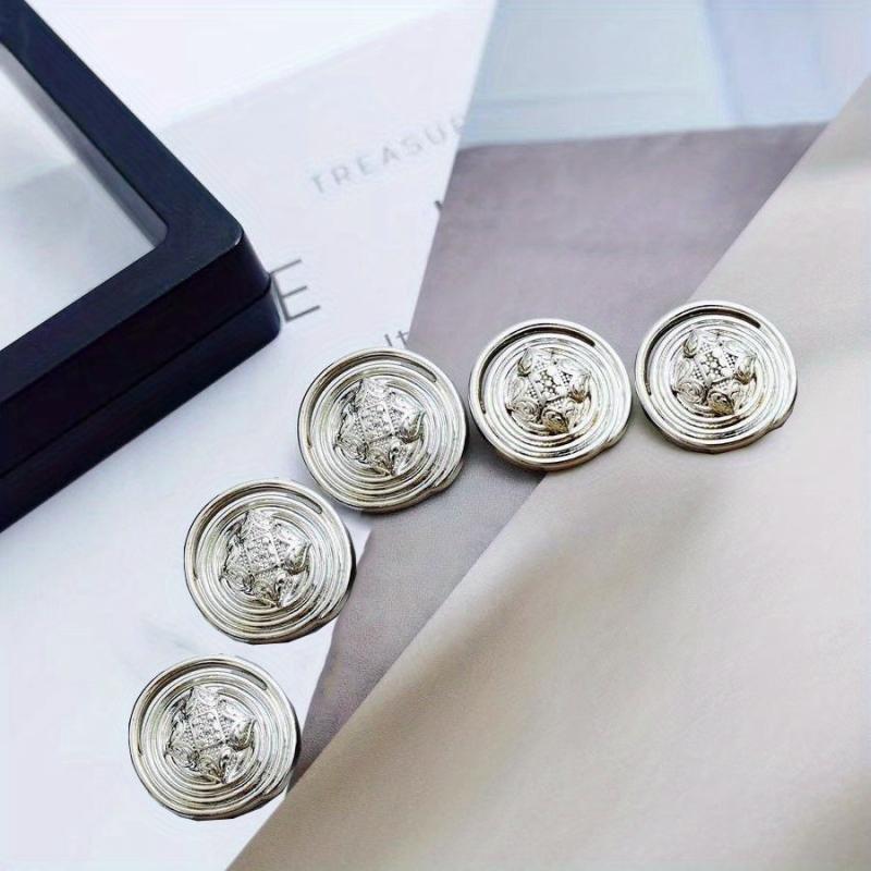 5pcs Retro Metal Button Light Coat Windbreaker Buckle, Decorative Buckle