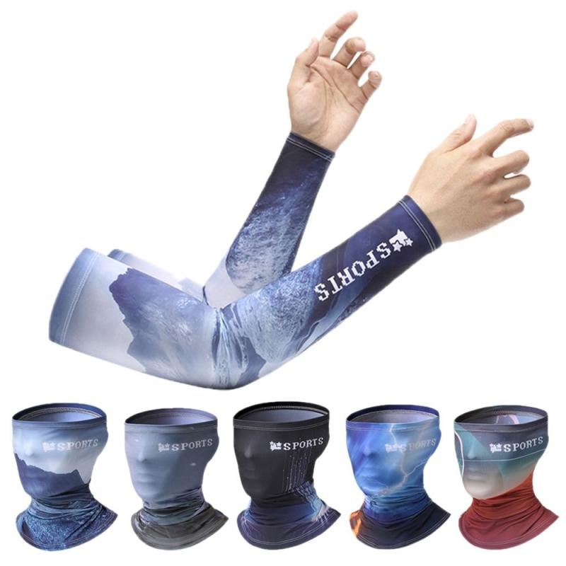Cooling Sunscreen Arm Sleeves Neck Tube Scarf Set UV Protection