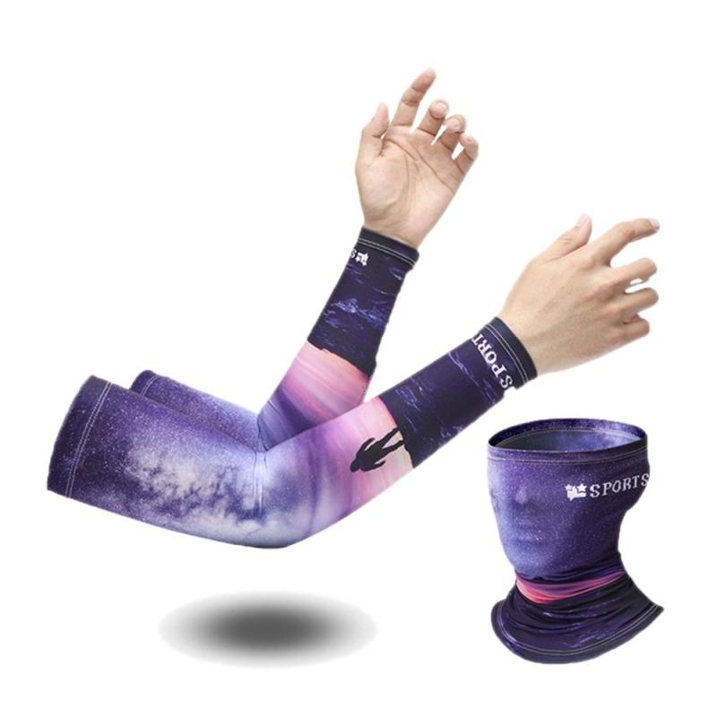 Cooling Sunscreen Arm Sleeves Neck Tube Scarf Set UV Protection
