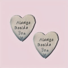 Beside You Heart Keepsake Token English Pewter Hand Stamped Pocket