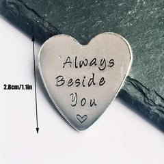Beside You Heart Keepsake Token English Pewter Hand Stamped Pocket
