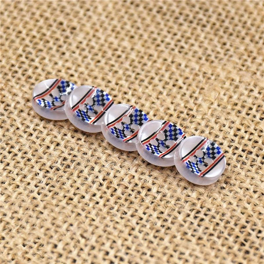 10PCS Resin Corrugated Pearlescent Shirt Button Colored Print 3D Pattern