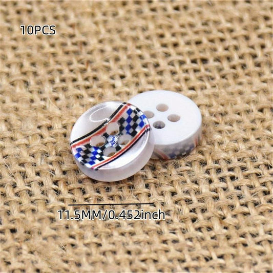 10PCS Resin Corrugated Pearlescent Shirt Button Colored Print 3D Pattern