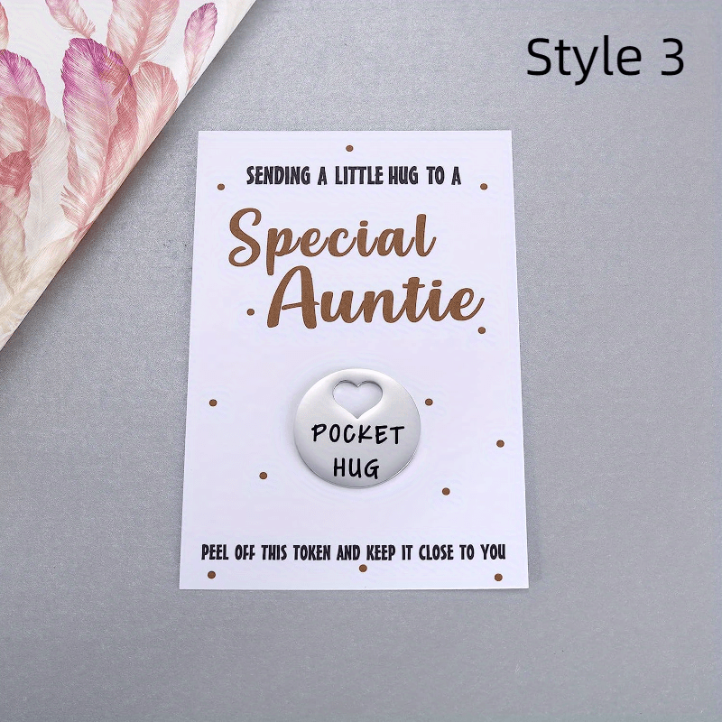 Stainless Steel Little Hug For My Bestie Pocket Token & Greeting Card