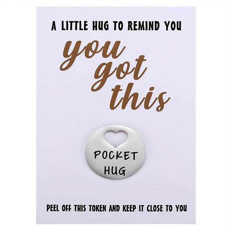Stainless Steel Little Hug For My Bestie Pocket Token & Greeting Card