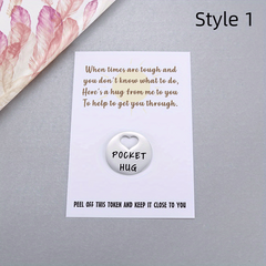 Stainless Steel Little Hug For My Bestie Pocket Token & Greeting Card