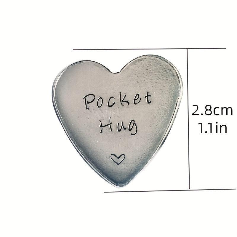 1pc Stainless Steel Pocket Hug Heart Keepsake Token for Men