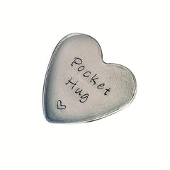Stainless Steel Pocket Hug Heart Keepsake Token - Hand Stamped Pocket Token
