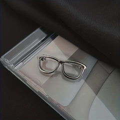 Men's Portable Hollow Out Glasses Frame Pin Mini Glasses Pin