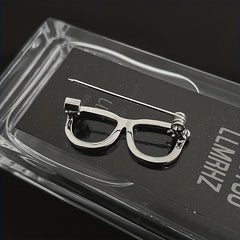Men's Portable Hollow Out Glasses Frame Pin Mini Glasses Pin