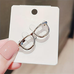 Men's Portable Hollow Out Glasses Frame Pin Mini Glasses Pin