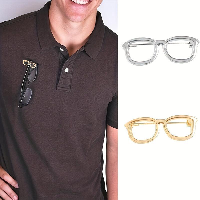 Men's Portable Hollow Out Glasses Frame Pin Mini Glasses Pin