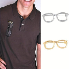 Men's Portable Hollow Out Glasses Frame Pin Mini Glasses Pin