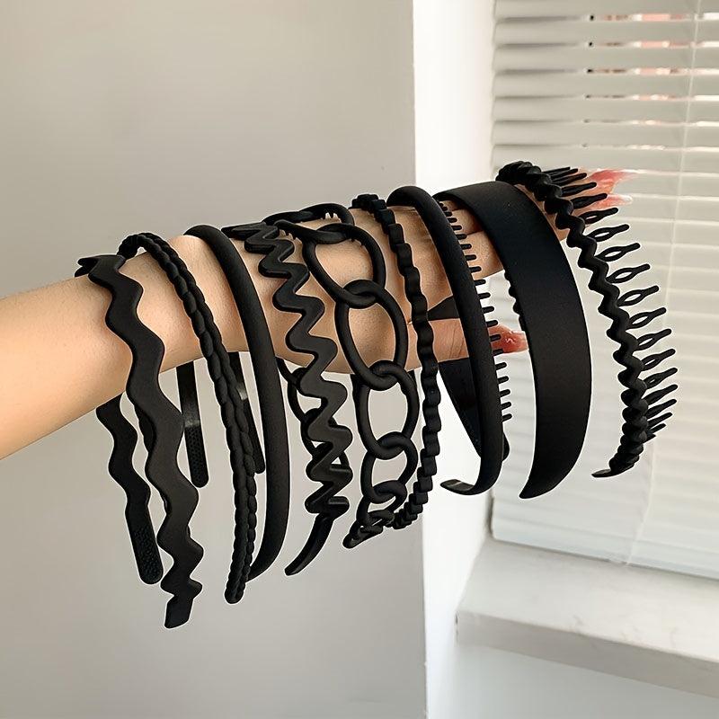 9pcs Matte Hair Bands Non Slip Solid Hair Accessories