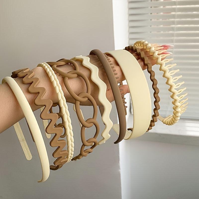 9pcs Matte Hair Bands Non Slip Solid Hair Accessories