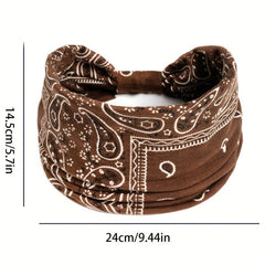 Boho Style Vintage Headband Paisley Stretchy Turban Knotted Headband