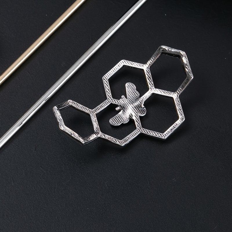 Geometric Bee Hair Sticks Forks Hairpins Hollow Metal Hair Pins Chignon Buns Hol