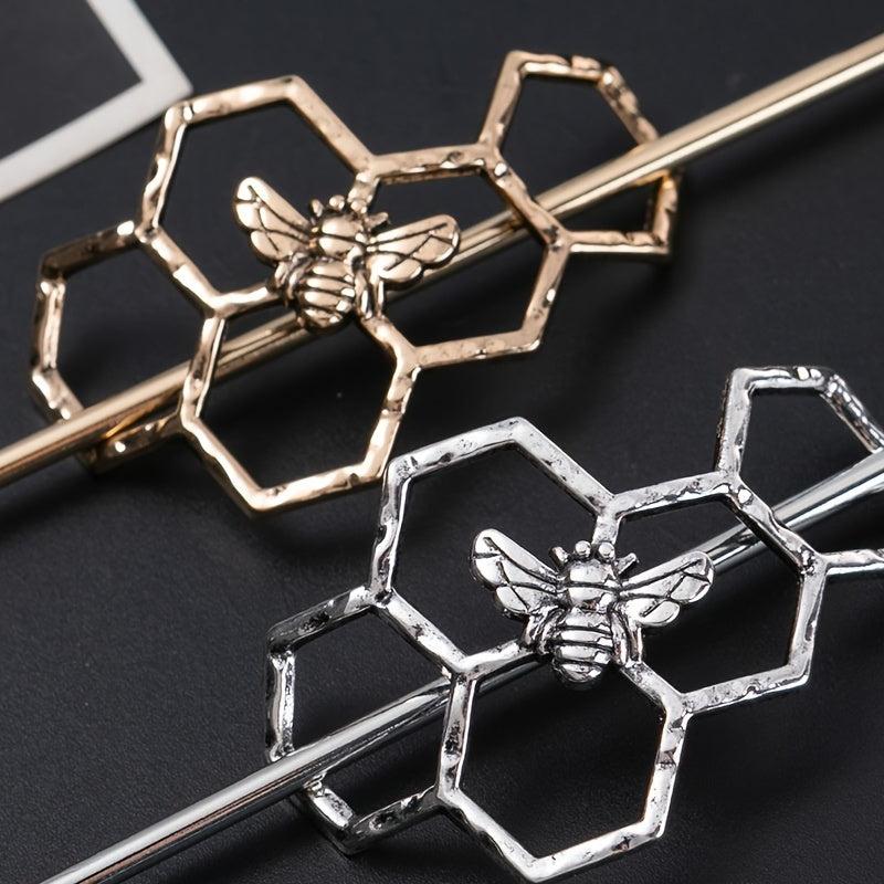 Geometric Bee Hair Sticks Forks Hairpins Hollow Metal Hair Pins Chignon Buns Hol