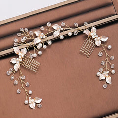 Bridal Golden Leaf Hair Vine Silver Hair Comb Rose Golden Leaf Hair Comb