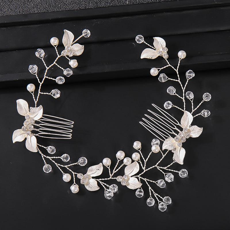 Bridal Golden Leaf Hair Vine Silver Hair Comb Rose Golden Leaf Hair Comb