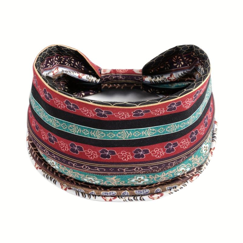 Boho Vintage Headband African Style Hair Band Elastic Wide Knot