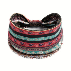 Boho Vintage Headband African Style Hair Band Elastic Wide Knot