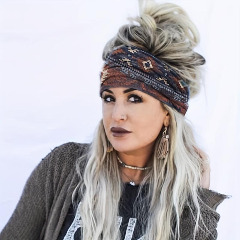 Boho Vintage Headband African Style Hair Band Elastic Wide Knot