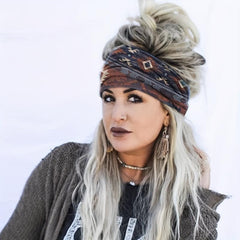 Boho Vintage Headband African Style Hair Band Elastic Wide Knot