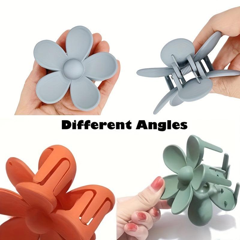Matte Solid Flower Hair Claw Set for Women
