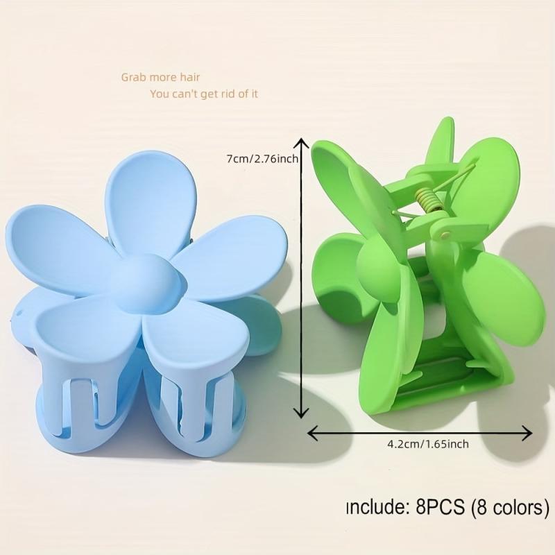 Matte Solid Flower Hair Claw Set for Women