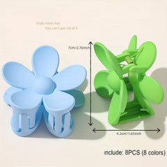 Matte Solid Flower Hair Claw Set for Women