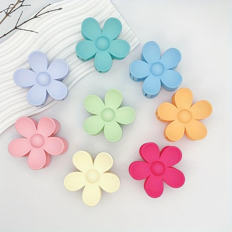 Matte Solid Flower Hair Claw Set for Women