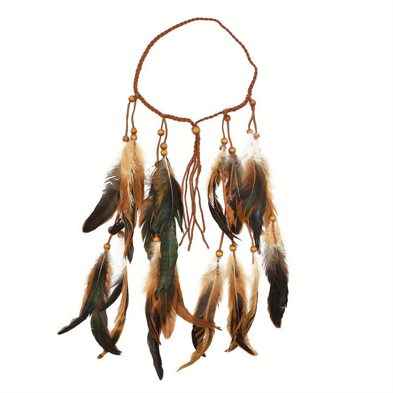 Boho Style Peacock Feather Head Band Indian Hand woven Hair Accessories