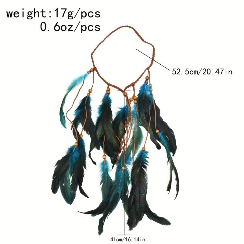Boho Style Peacock Feather Head Band Indian Hand woven Hair Accessories