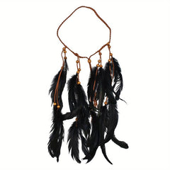 Boho Style Peacock Feather Head Band Indian Hand woven Hair Accessories