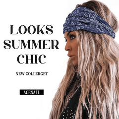 Women Knotted Turban Headband Elastic Non Slip Hairbands Floral