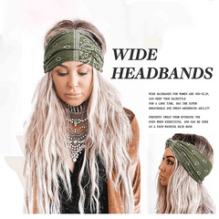 Women Knotted Turban Headband Elastic Non Slip Hairbands Floral