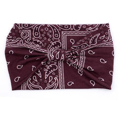 Women Knotted Turban Headband Elastic Non Slip Hairbands Floral