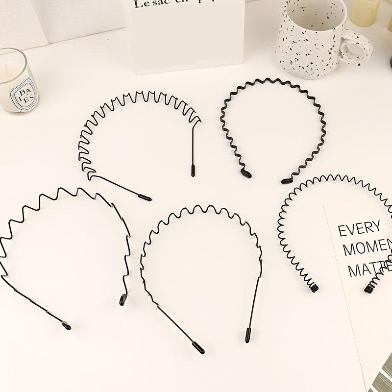 Metal Wave Hair Bands Set for Men Women Non-slip Headband