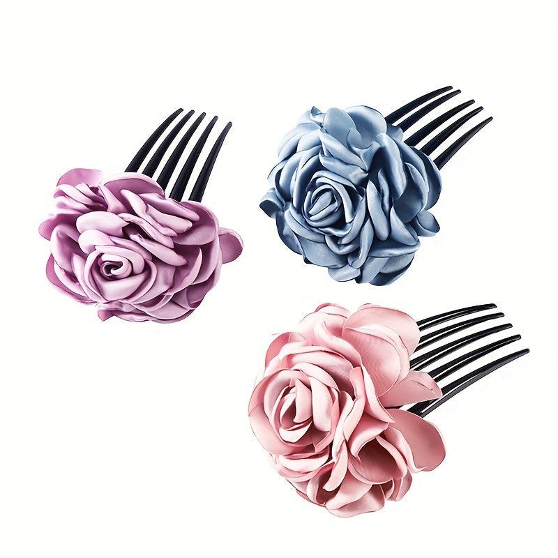 Rose Flower Hair Comb Vintage Bridal Headwear