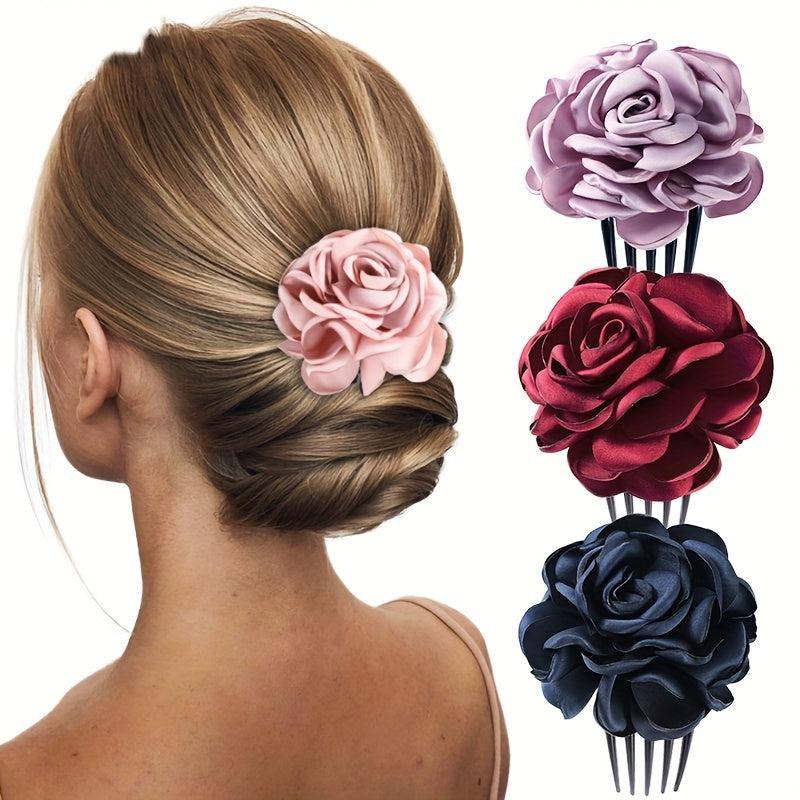 Rose Flower Hair Comb Vintage Bridal Headwear