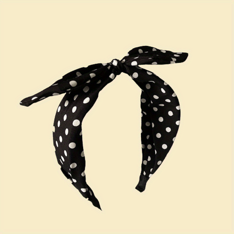Vintage Polka Dot Knotted Headband Red Bunny Ear Hair Accessories