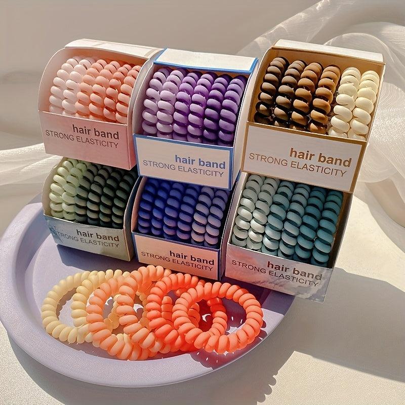 6 Pcs Spiral Hair Ring High Elasticity Head Rope Female Hair Rope