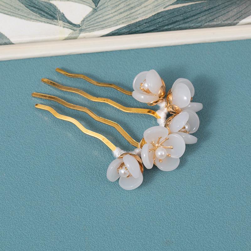Flower Jade Hairpins Classic Hair Comb Hair Accessories