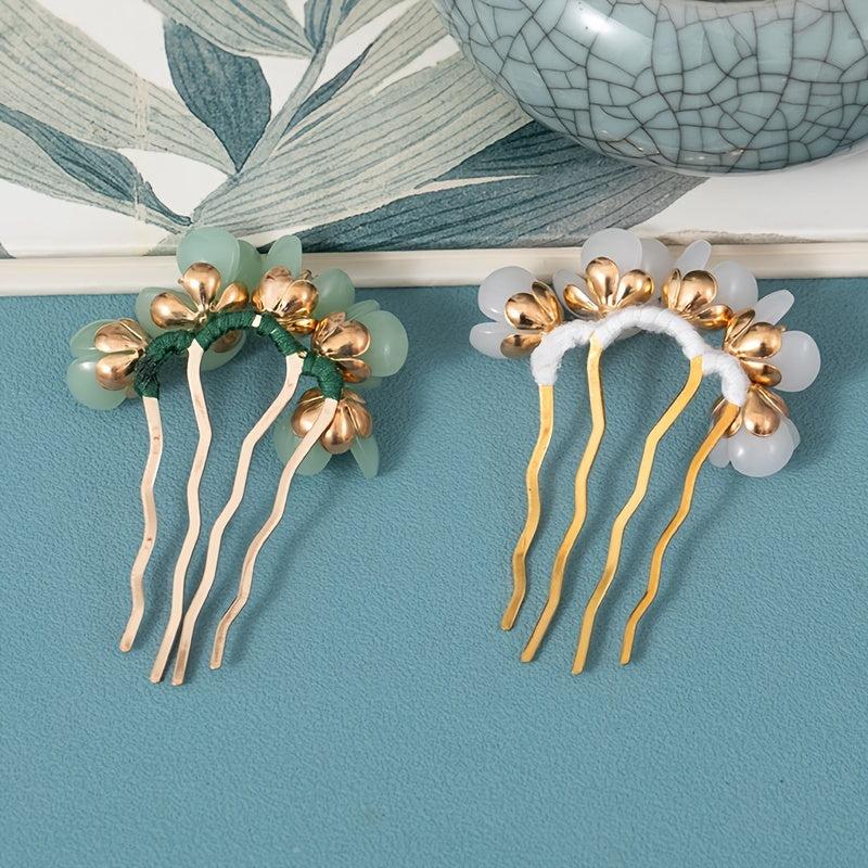Flower Jade Hairpins Classic Hair Comb Hair Accessories