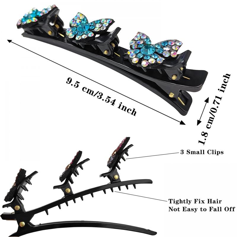 Vintage Rhinestone Butterfly Hair Clip for Women Girls