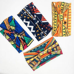 African Pattern Hair Band Wide Brim Stretch Knot Headband