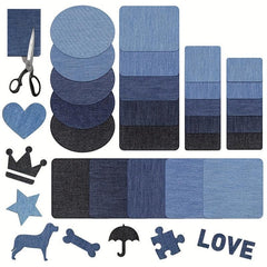 5pcs Denim Patch Fabric Patches for Repairing Holes & Decorating Clothing
